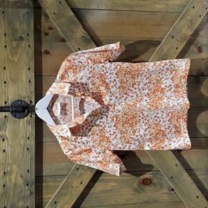 WOMENS RETRO VINTAGE TOP FLORAL SLIP ON STRETCH MOD Pull Over Brady Bunch